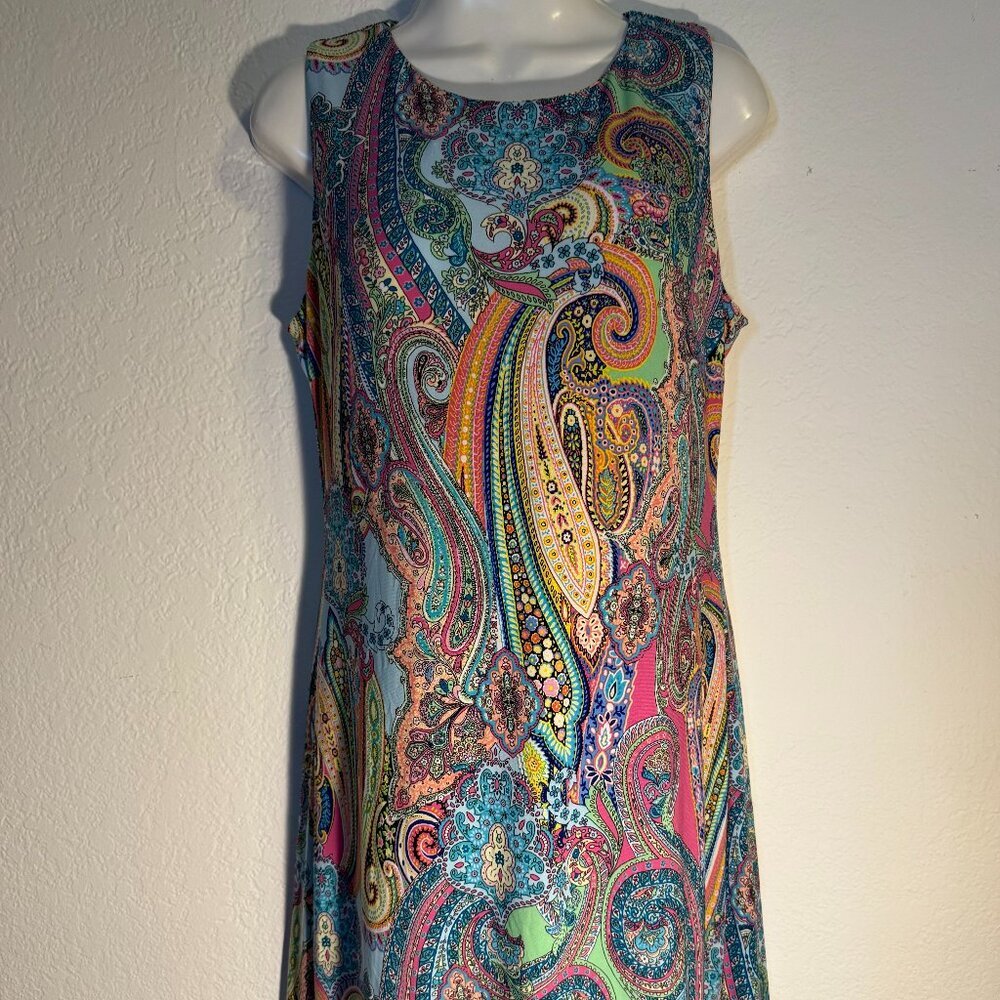 Tommy Hilfiger Sleeveless Shift Dress Multicolor Organic Shapes‎ Polyester SZ 8